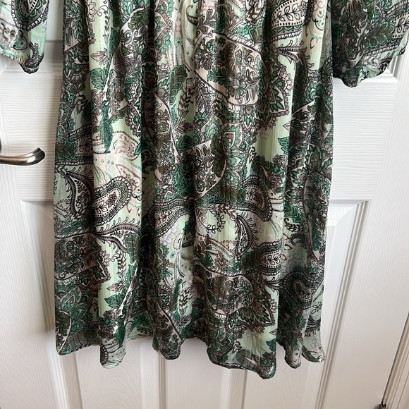 NWT Chenault Paisley Dress Green Midi 3/4 Sleeve Drawstring Waist Size S - Picture 7 of 10